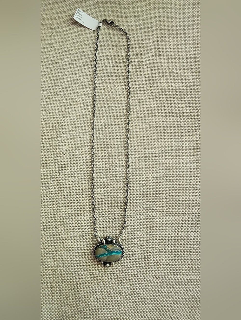Royston Ribbon Turquoise Necklace By Navajo Artist Myron Begay